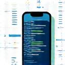 Icona di sviluppo app con smartphone e dati